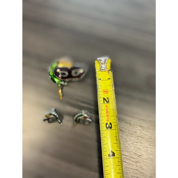 VTG Mardi Gras Mask Feathers Brooch Pin w/ Matching Earrings NOT MARKED - Picture 10 of 10